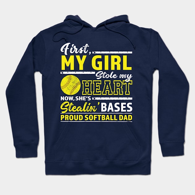 Mens First My Girl Stole Heart Now Stealin' Bases Softball Dad graphic Hoodie by nikkidawn74